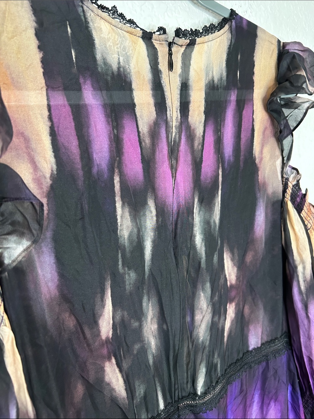 Marchesa Rosa Abstract Viscose Silk Blend Maxi Dress Sz 10 Victorian Renaissance - Picture 8 of 8